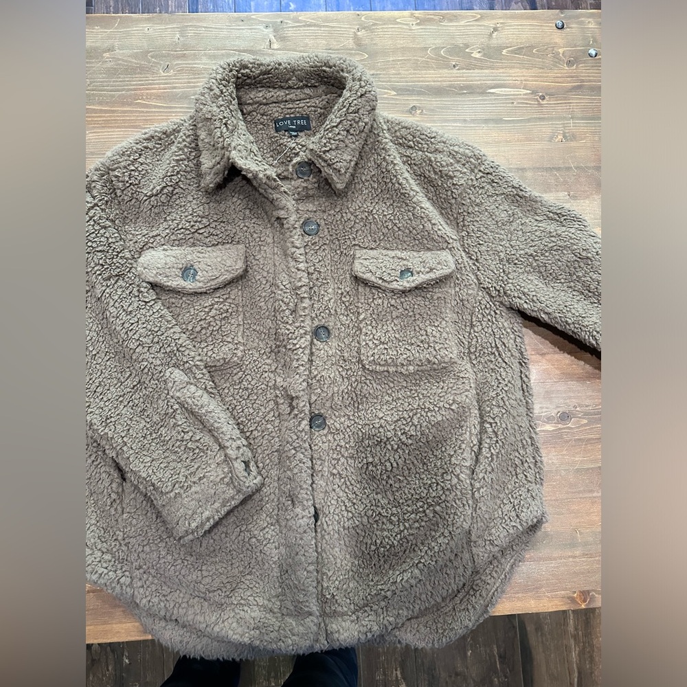 Brown/tan “shacket”